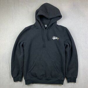 Stussy Womens Sweater XL Black Pullover Basic Hoodie Long Sleeve Fleece Lined